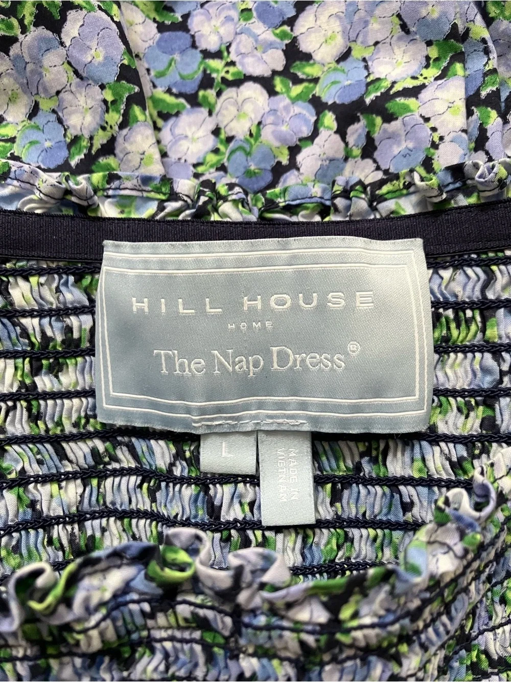 Hill House Home Norah Dress Mini Long Sleeve Floral Blue Pansy Print Large - Picture 12 of 13
